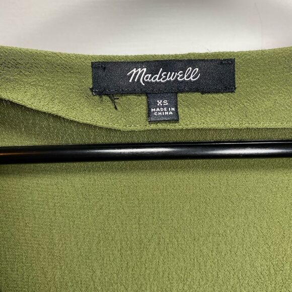MADEWELL Novel V-neck Short Sleeve Mini Shift Dress Desert Olive Green Size XS - Picture 4 of 11